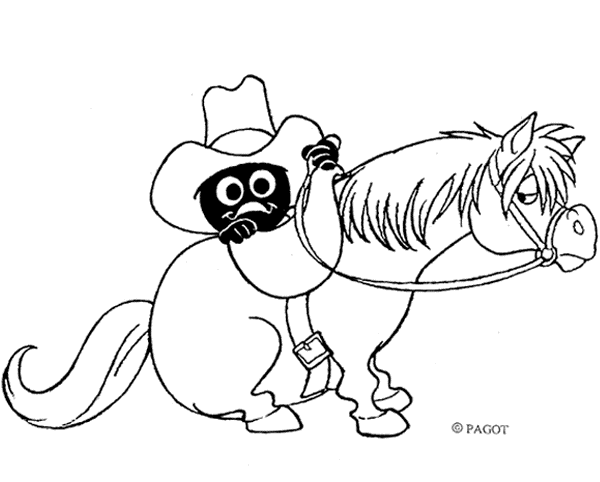 coloriage Calimero joue au cow boy